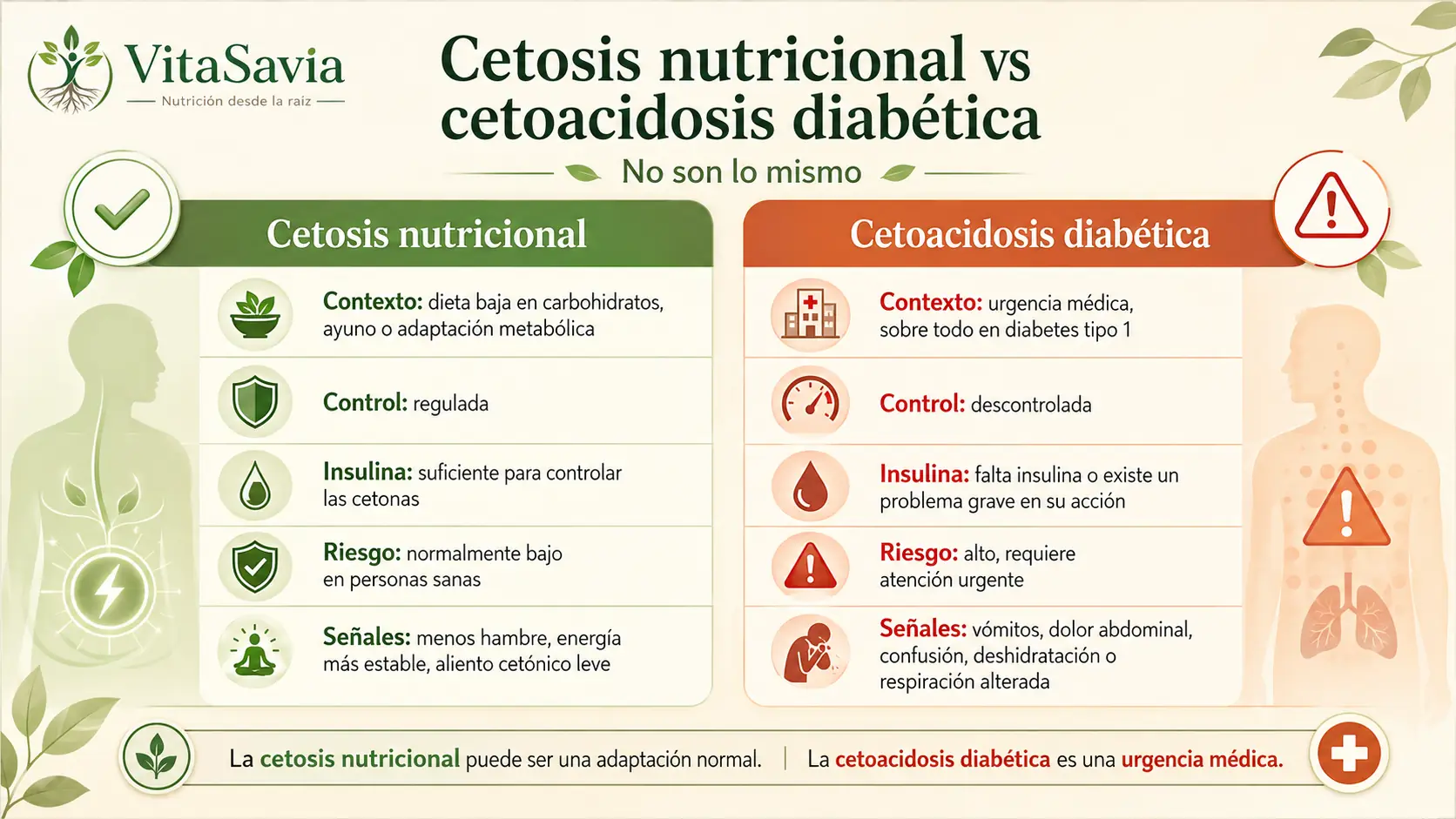 Diferencia entre cetosis nutricional y cetoacidosis diabética