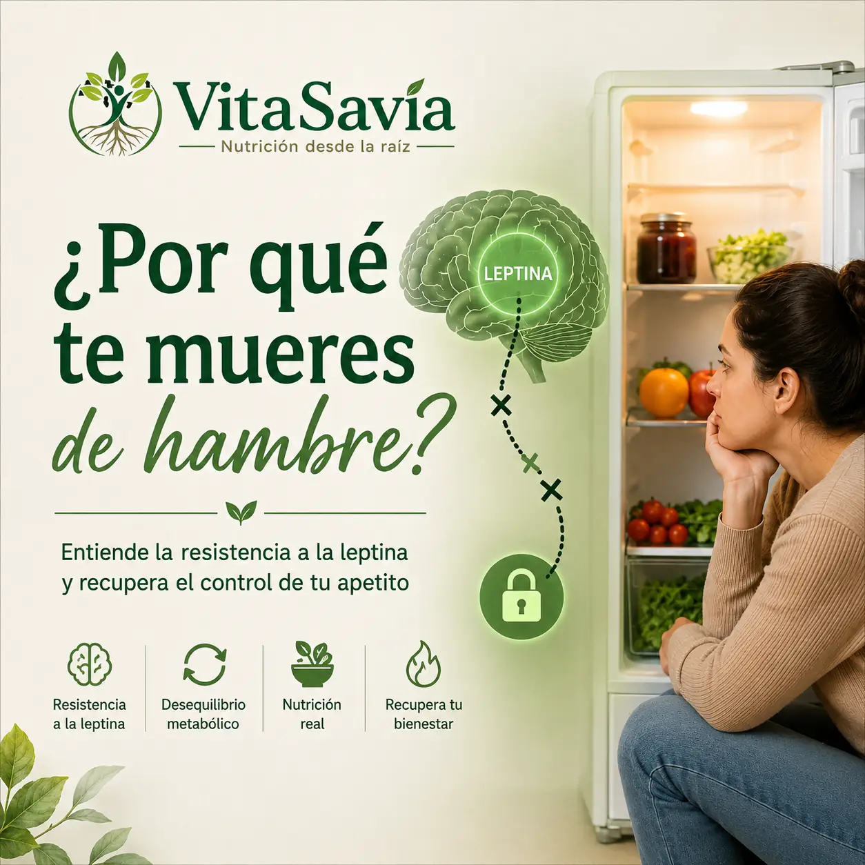 Resistencia a la leptina: por qué tu cerebro cree que te mueres de hambre