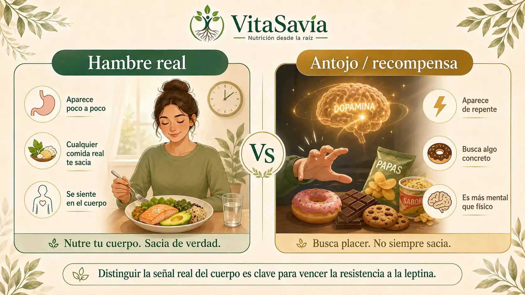 Diferencia entre hambre real y antojo por recompensa